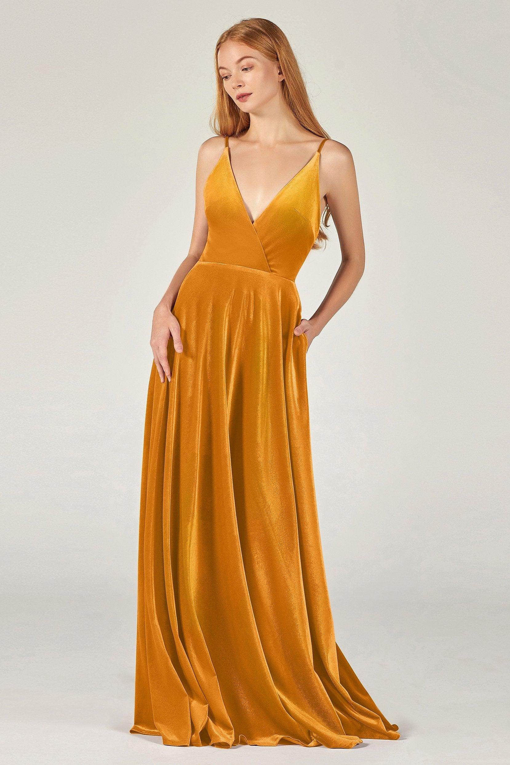 A-Line Floor Length Velvet Bridesmaid Dress Formal Dresses CB0368 - COCOMELODY